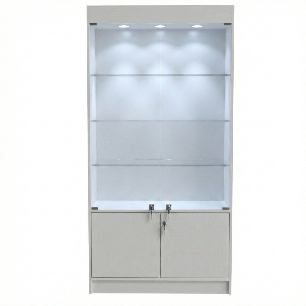 Vitrina Mural Melaminica Para Exhibición Con Bodega 100x40x200cm