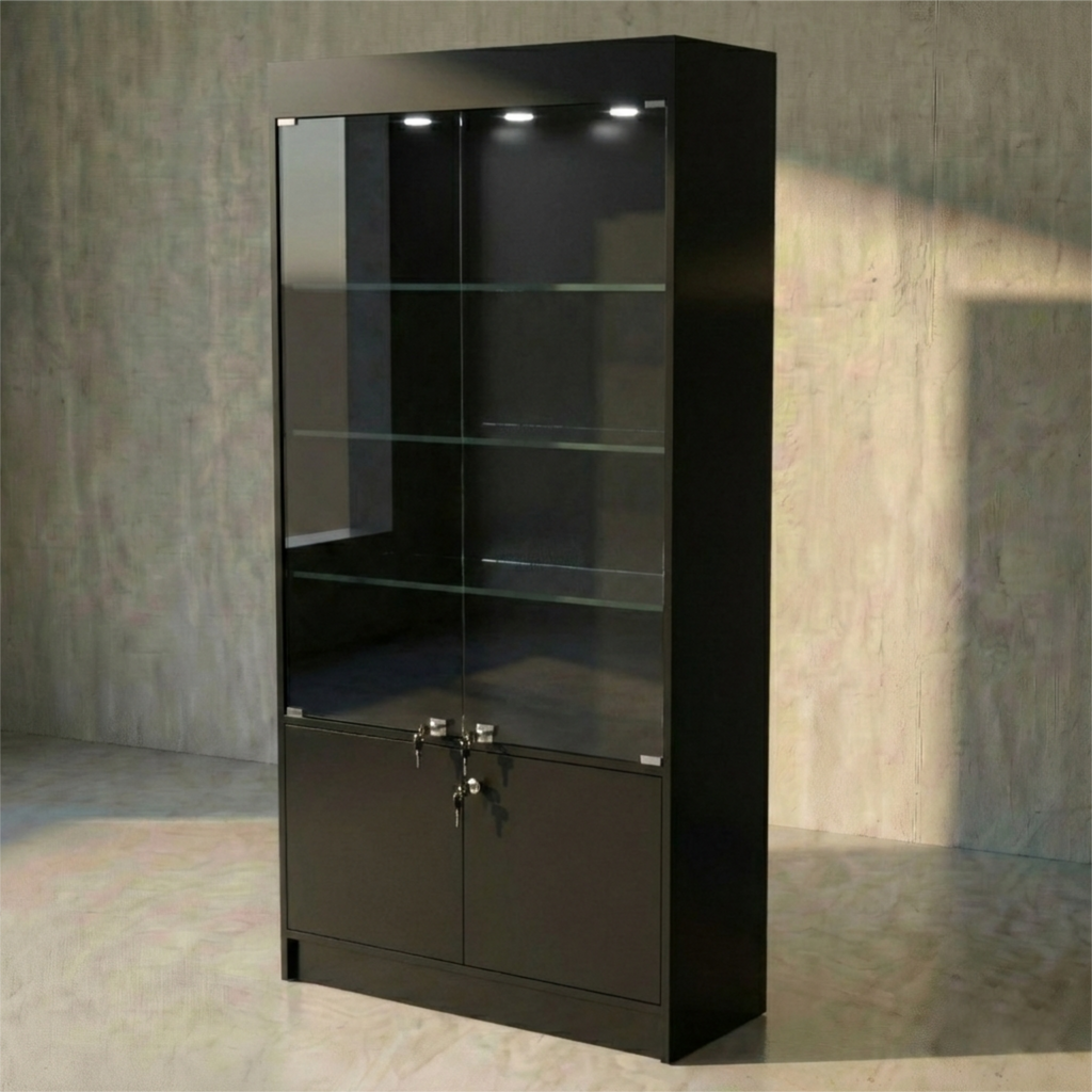 Vitrina Mural Melaminica Para Exhibición Con Bodega 100x40x200cm