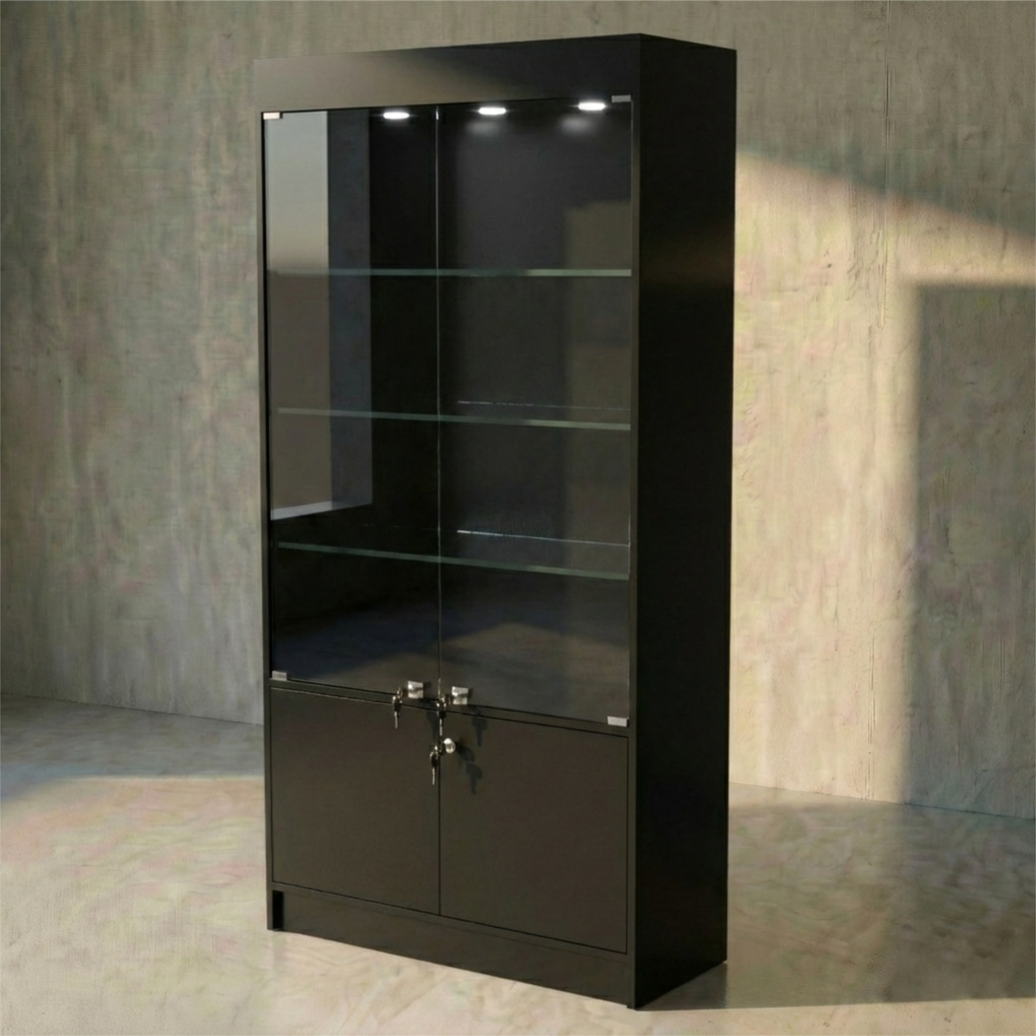 Vitrina Mural Melaminica Para Exhibición Con Bodega 100x40x200cm