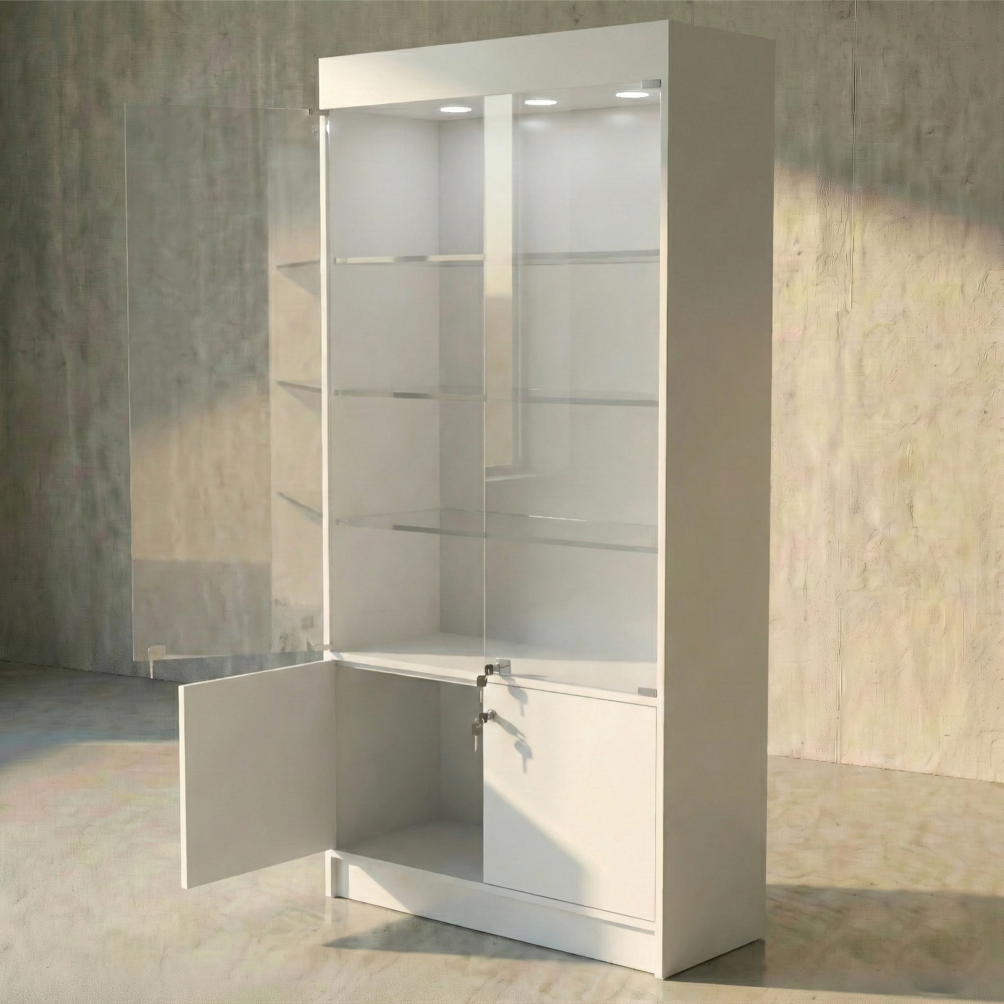 Vitrina Mural Melaminica Para Exhibición Con Bodega 100x40x200cm