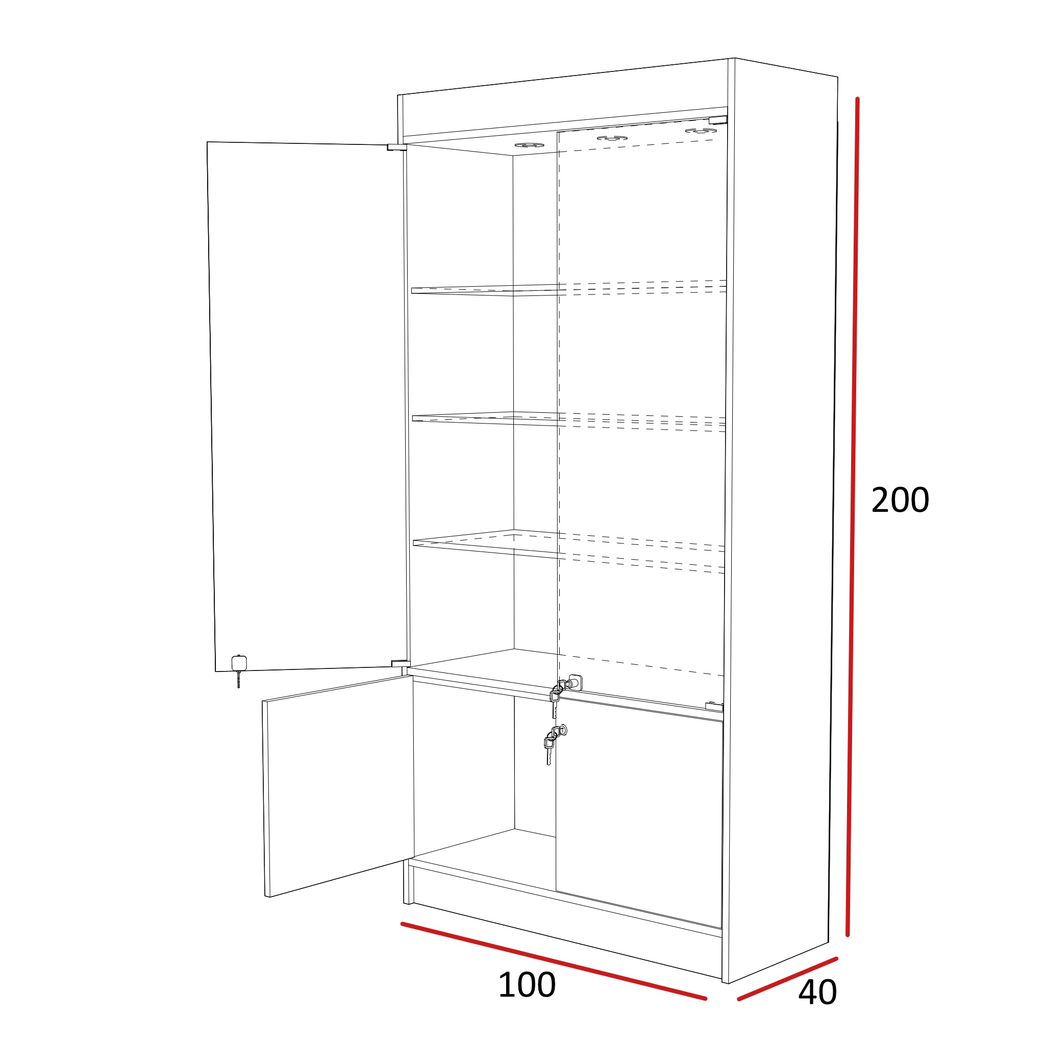 Vitrina Mural Melaminica Para Exhibición Con Bodega 100x40x200cm