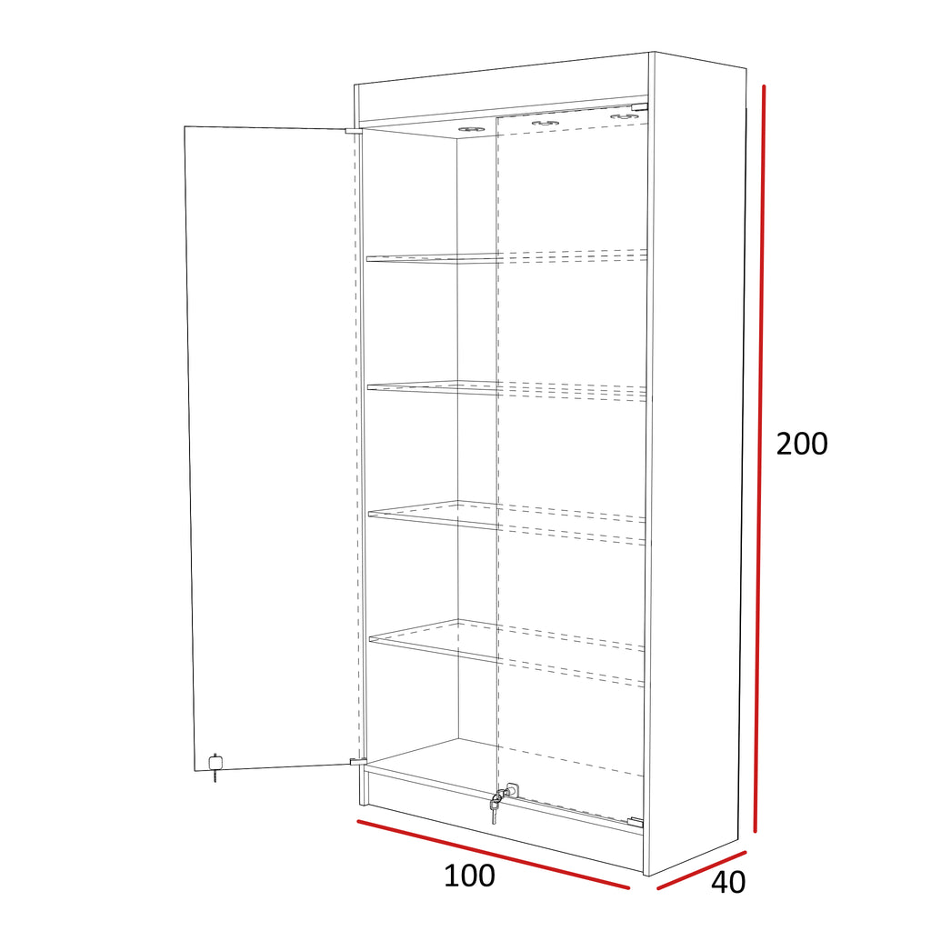 Vitrina Mural Melaminica Para Exhibición 100x40x200cm