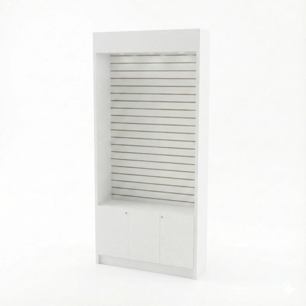 Trasera Mural Con Ranurado Y Bodega 106x30x230cm