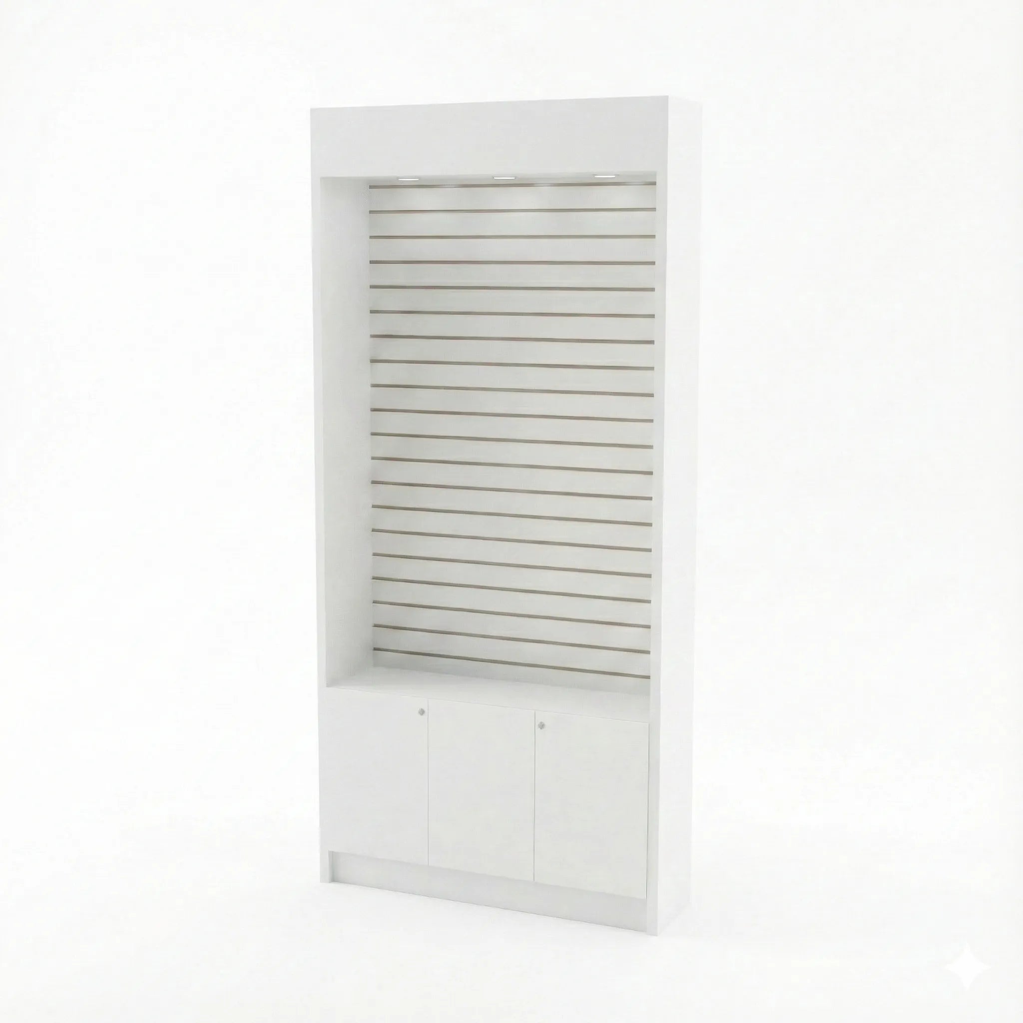 Trasera Mural Con Ranurado Y Bodega 106x30x230cm