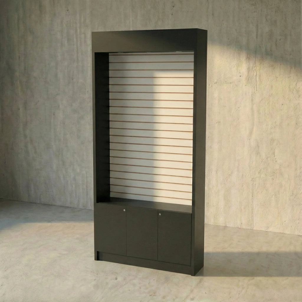 Trasera Mural Con Ranurado Y Bodega 106x30x230cm