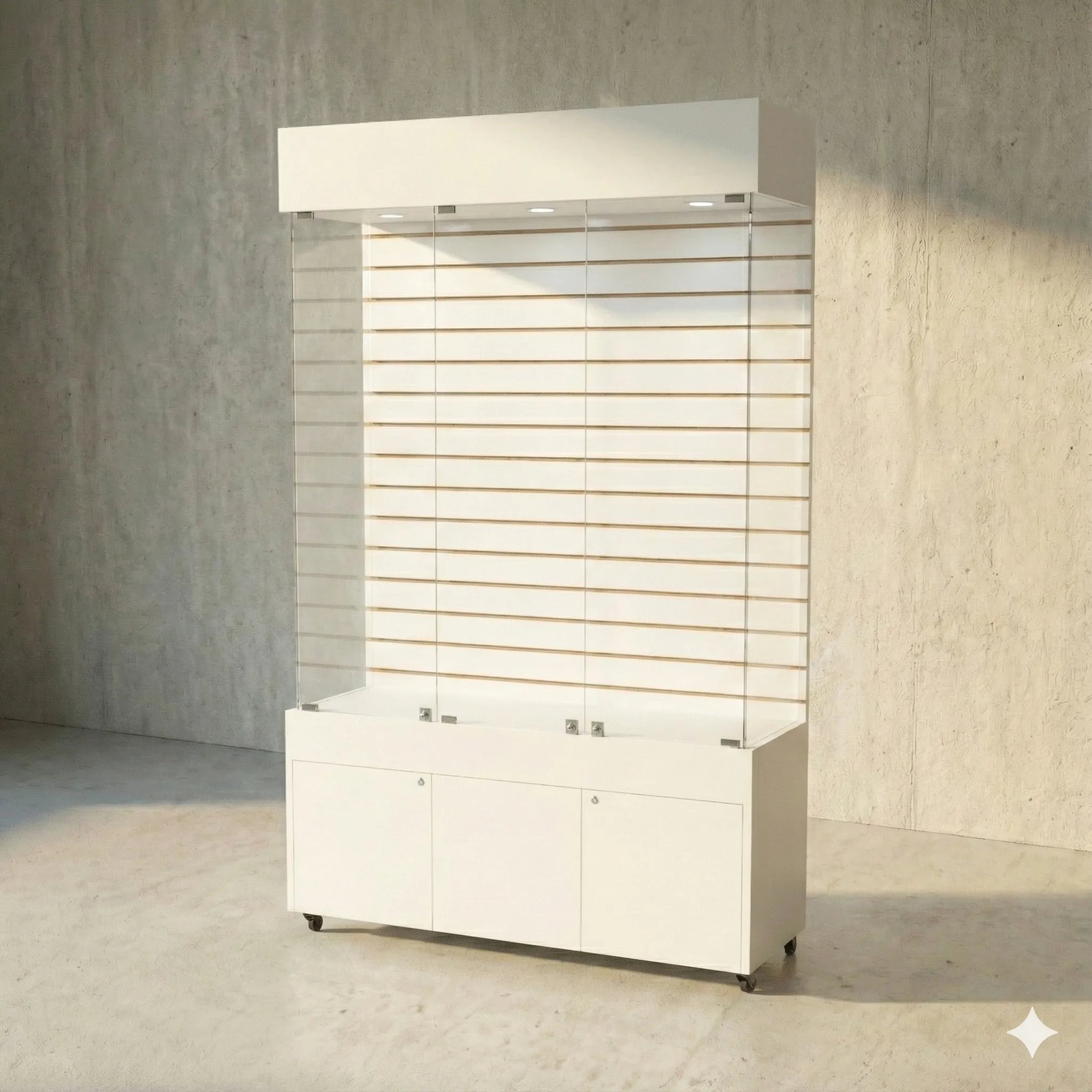 Vitrina Con Ranurado Y Bodega Para Exhibición 120x40x196cm