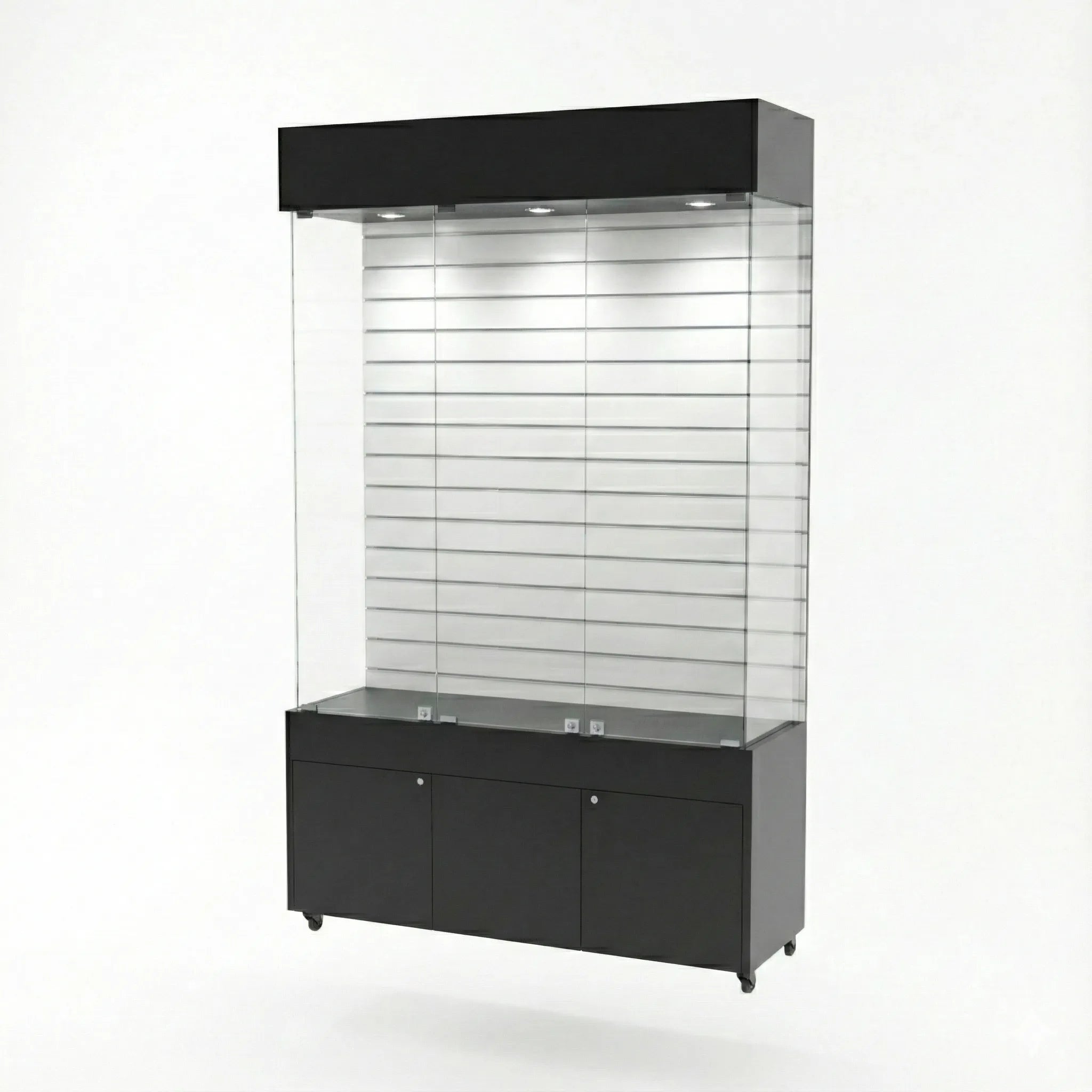 Vitrina Con Ranurado Y Bodega Para Exhibición 120x40x196cm