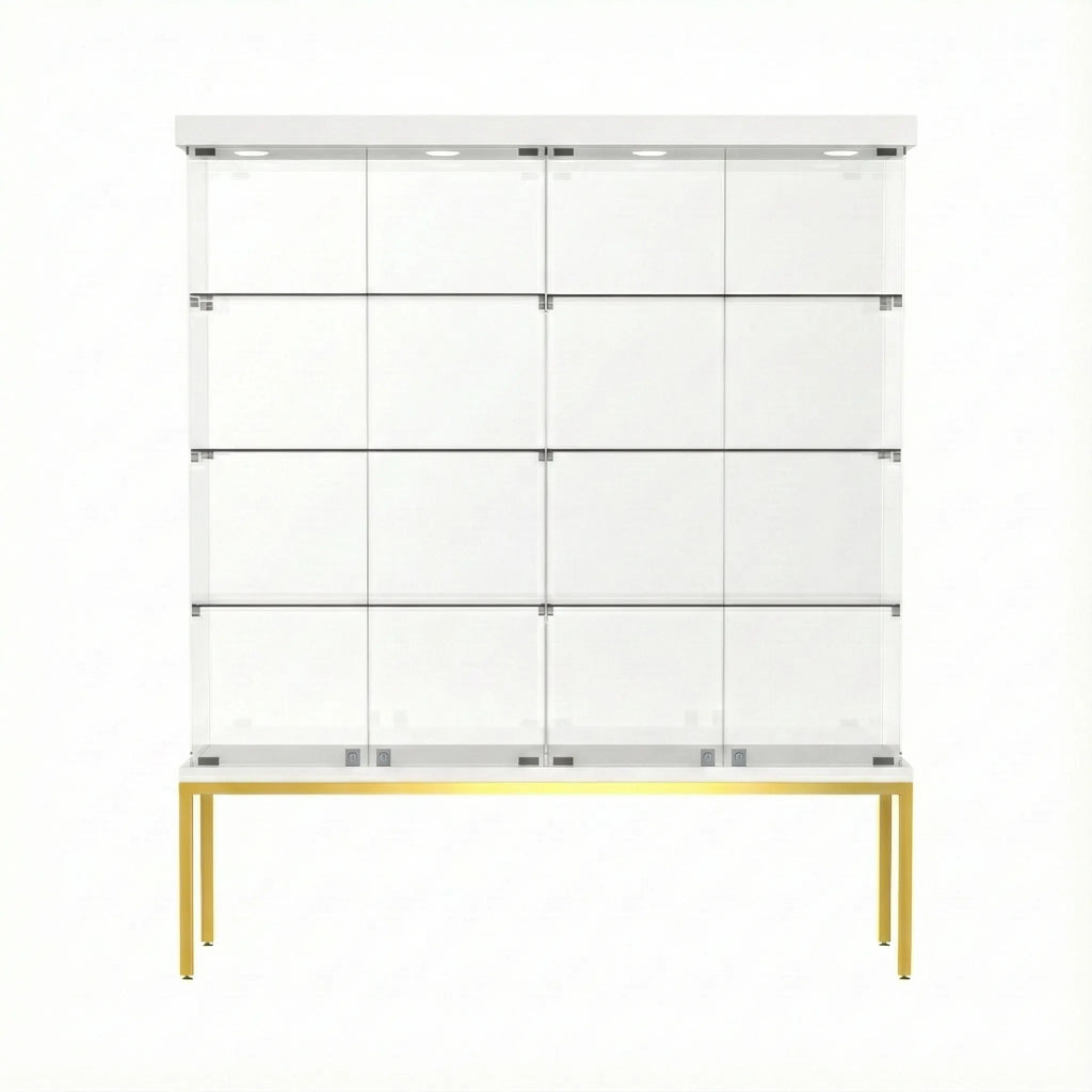 Vitrina Panorámica Para Exhibición Con Base Metal 150x40x180
