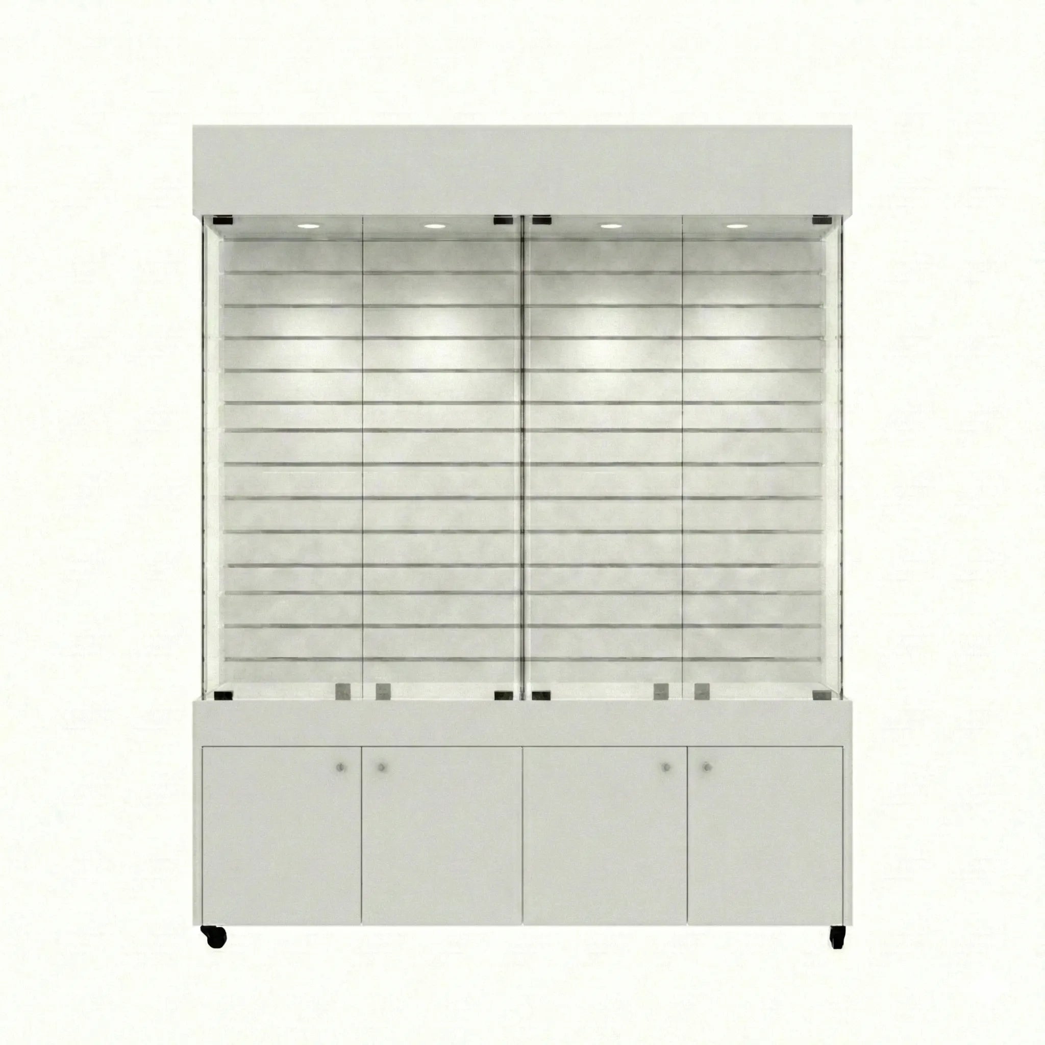 Vitrina Con Ranurado Y Bodega  Para Exhibición 150x40x196cm