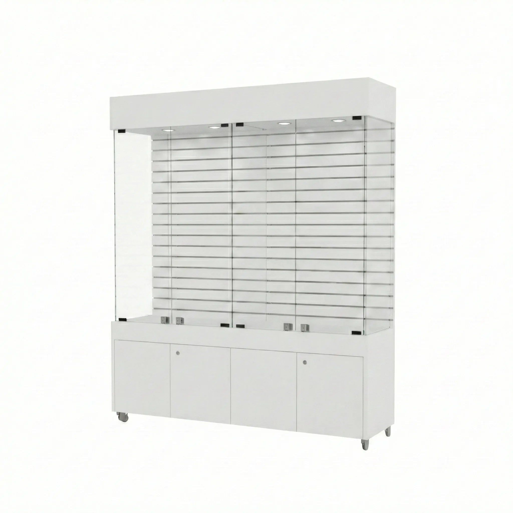 Vitrina Con Ranurado Y Bodega  Para Exhibición 150x40x196cm