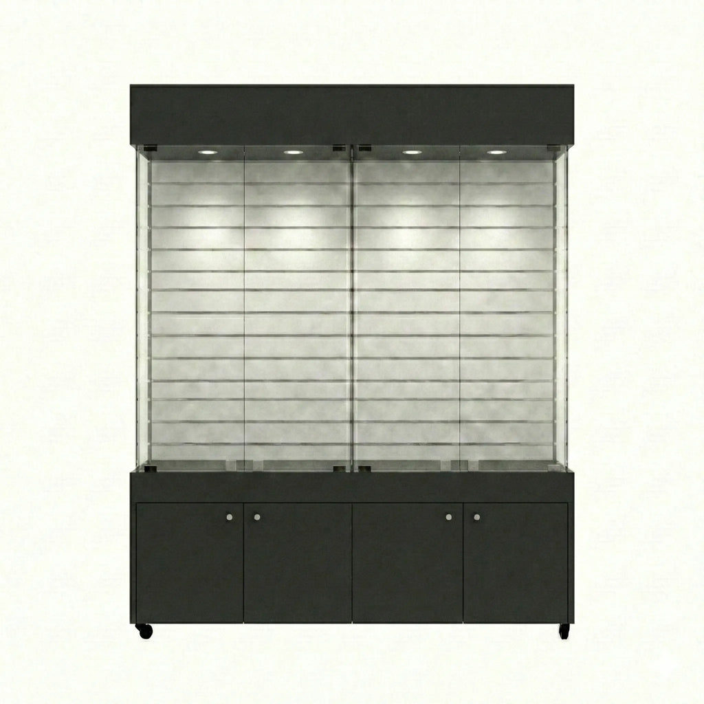 Vitrina Con Ranurado Y Bodega  Para Exhibición 150x40x196cm