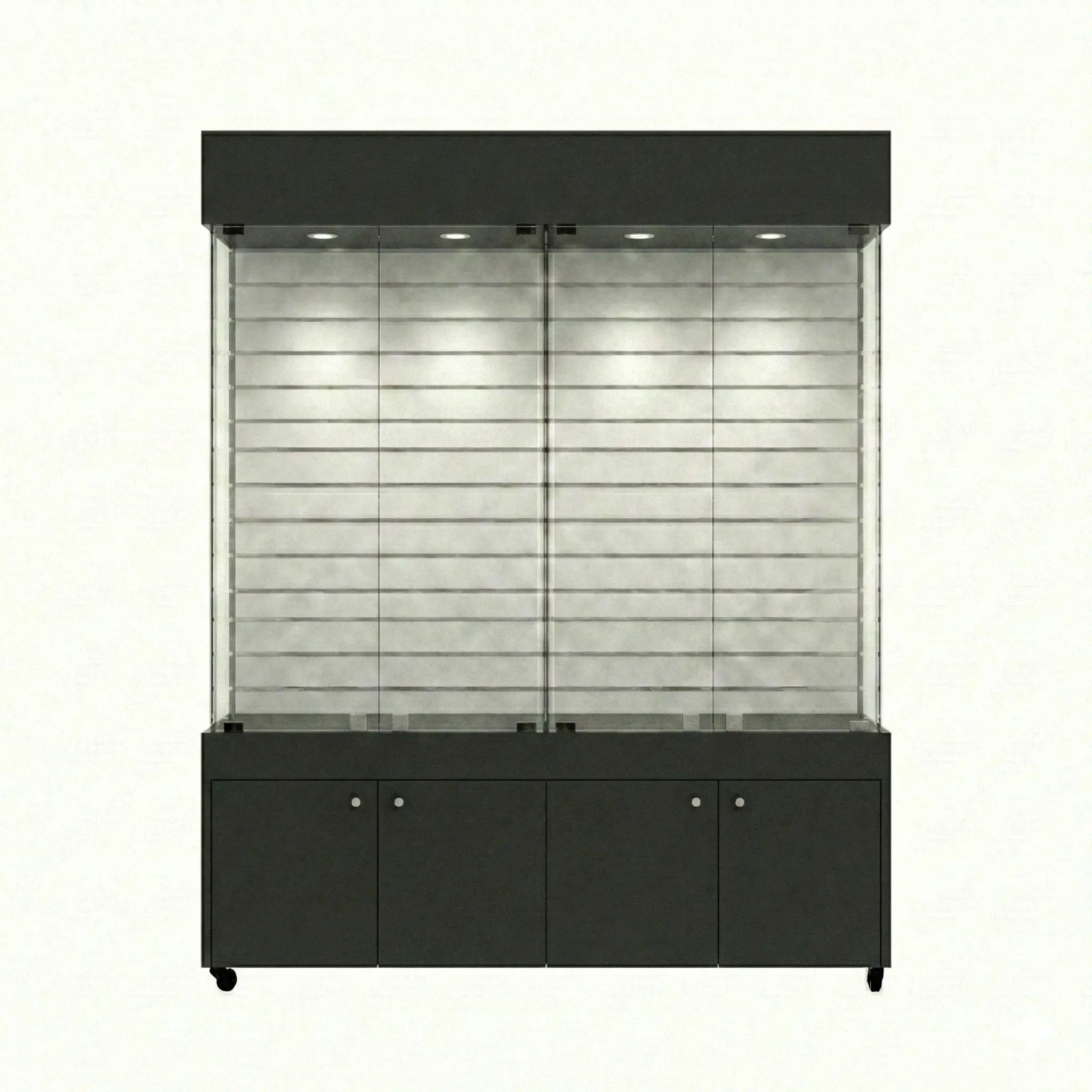 Vitrina Con Ranurado Y Bodega  Para Exhibición 150x40x196cm