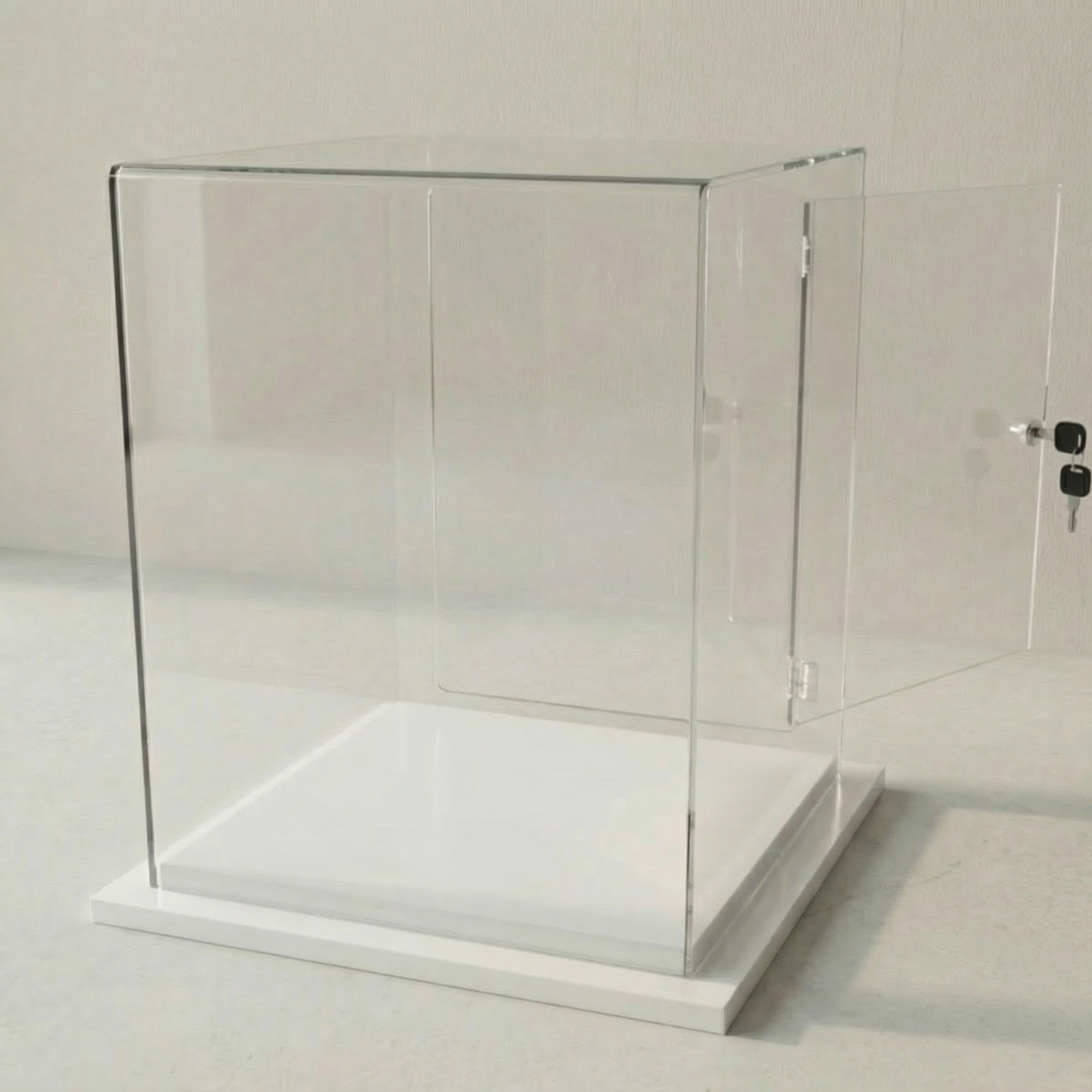 Cúpula Acrílico 40x40x50 Con Puerta, Base Melamínica