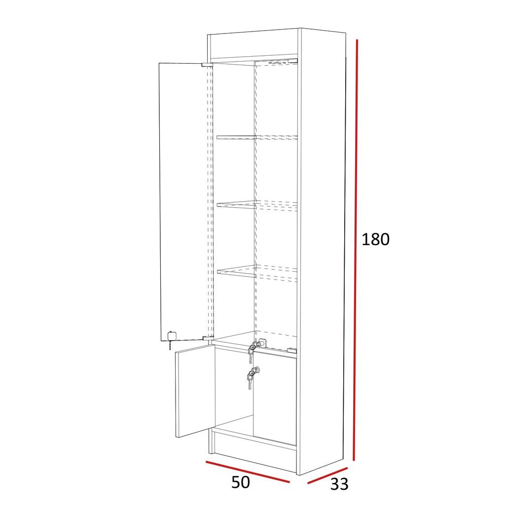Vitrina Mural Melaminica Para Exhibición Con Bodega 50x33x180cm
