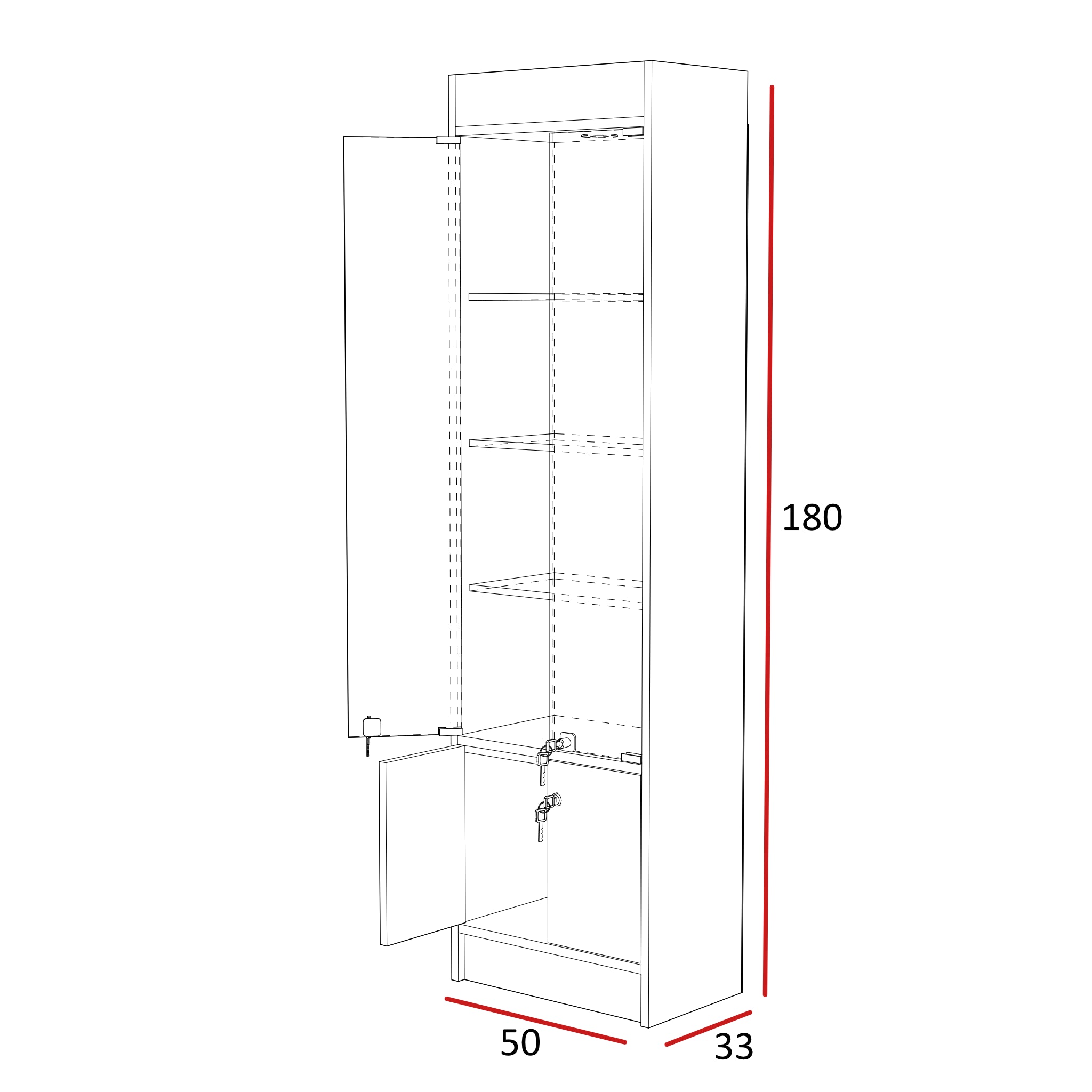 Vitrina Mural Melaminica Para Exhibición Con Bodega 50x33x180cm