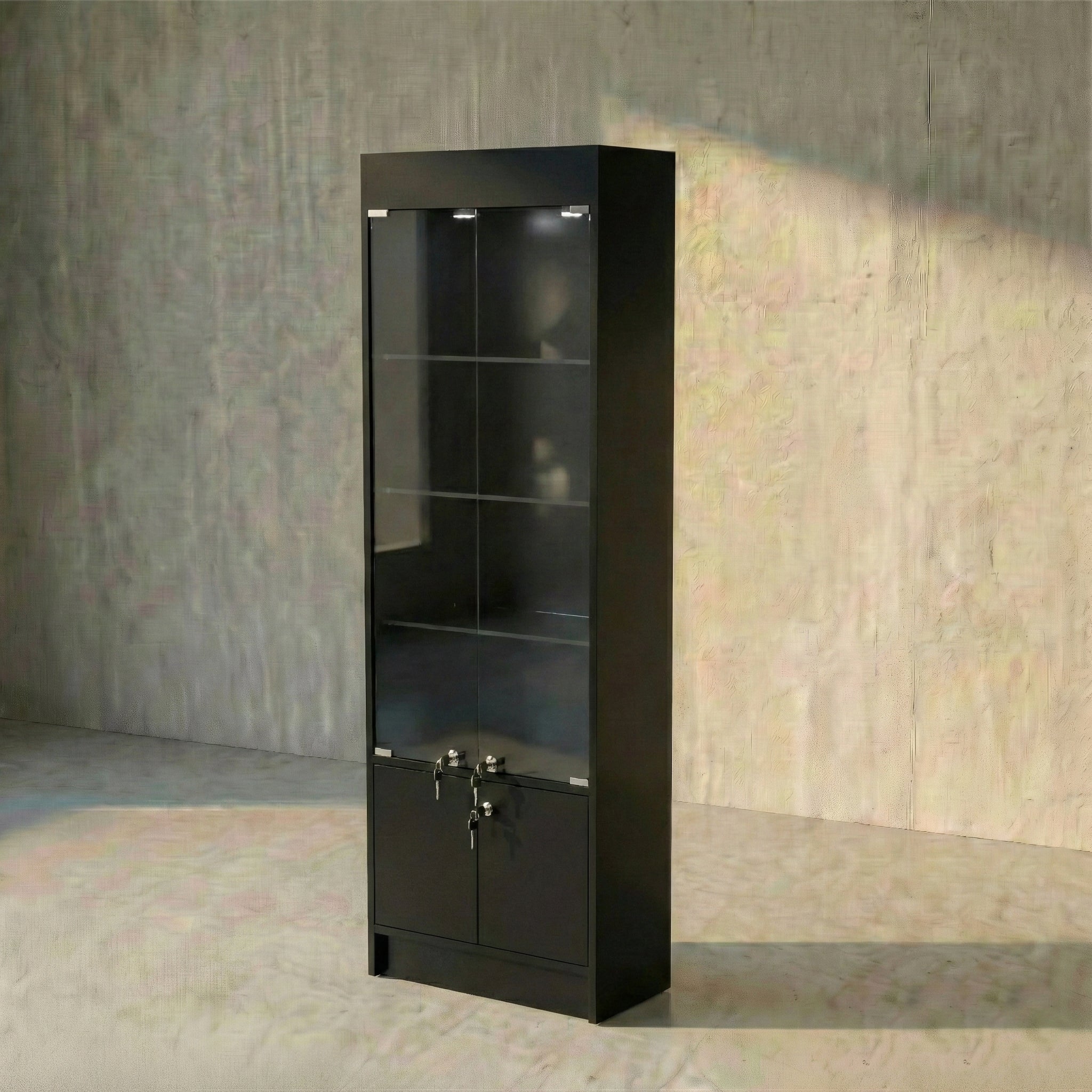 Vitrina Mural Melamínica Para Exhibición Con Bodega 60x33x180cm