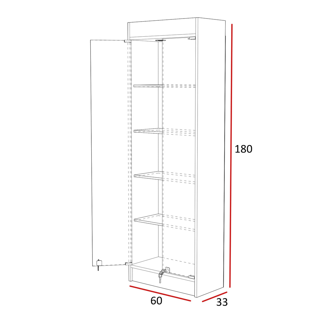 Vitrina Mural Melaminica Para Exhibición  60x33x180cm