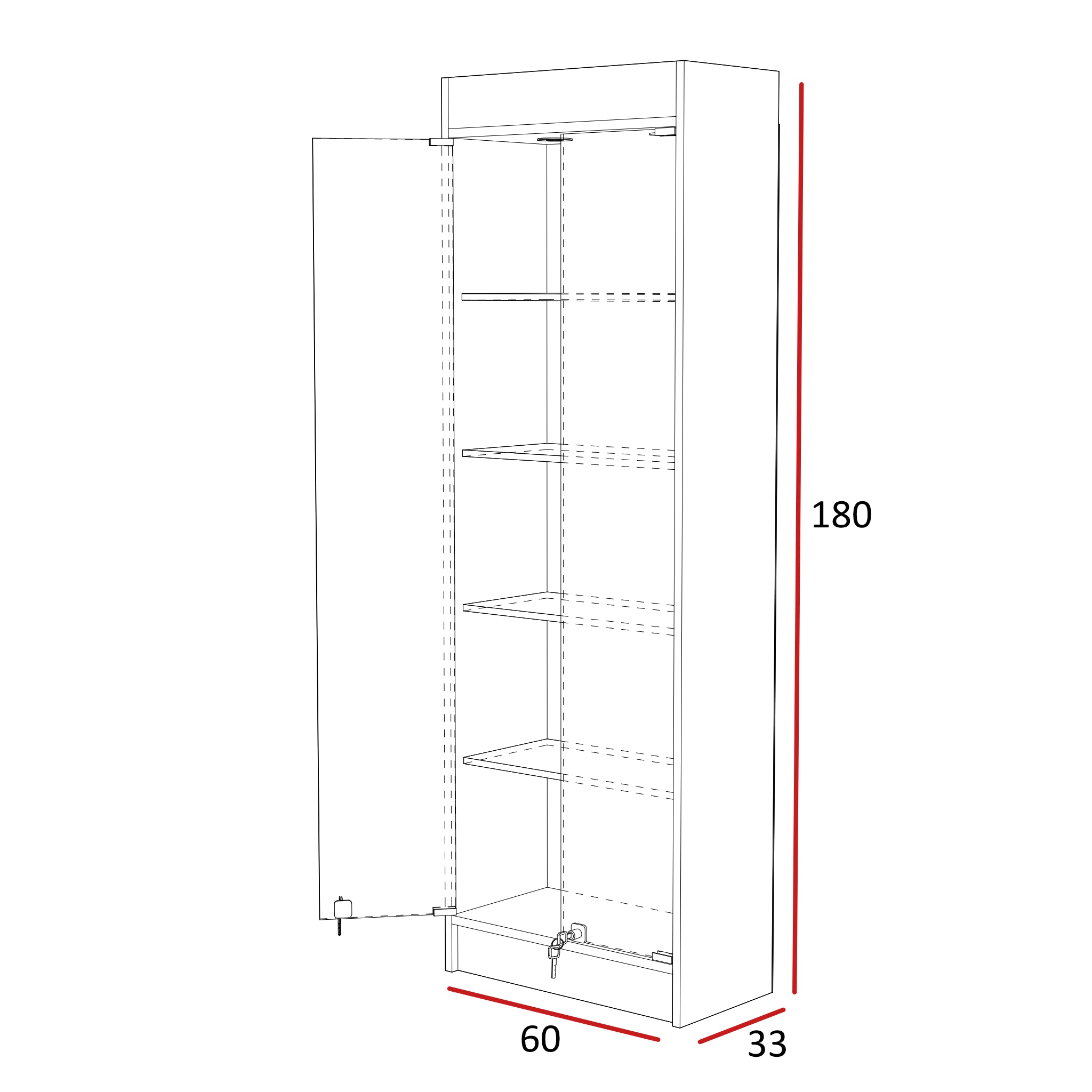Vitrina Mural Melaminica Para Exhibición  60x33x180cm