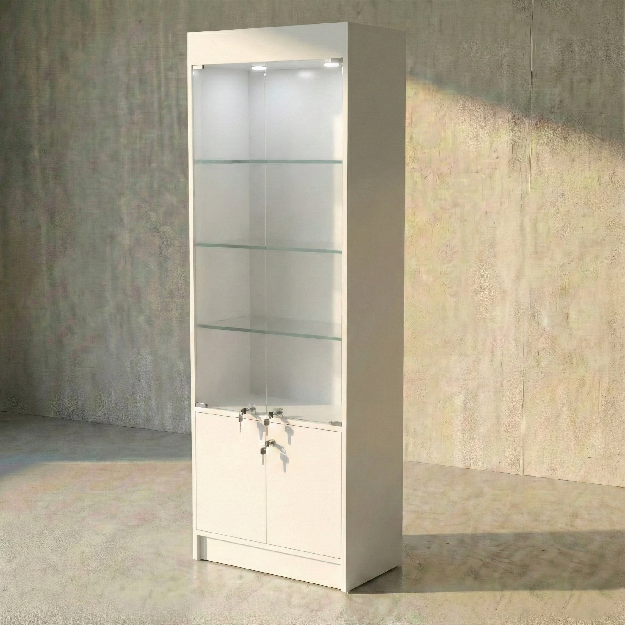 Vitrina Mural Melaminica Para Exhibición Con Bodega 70x40x200cm