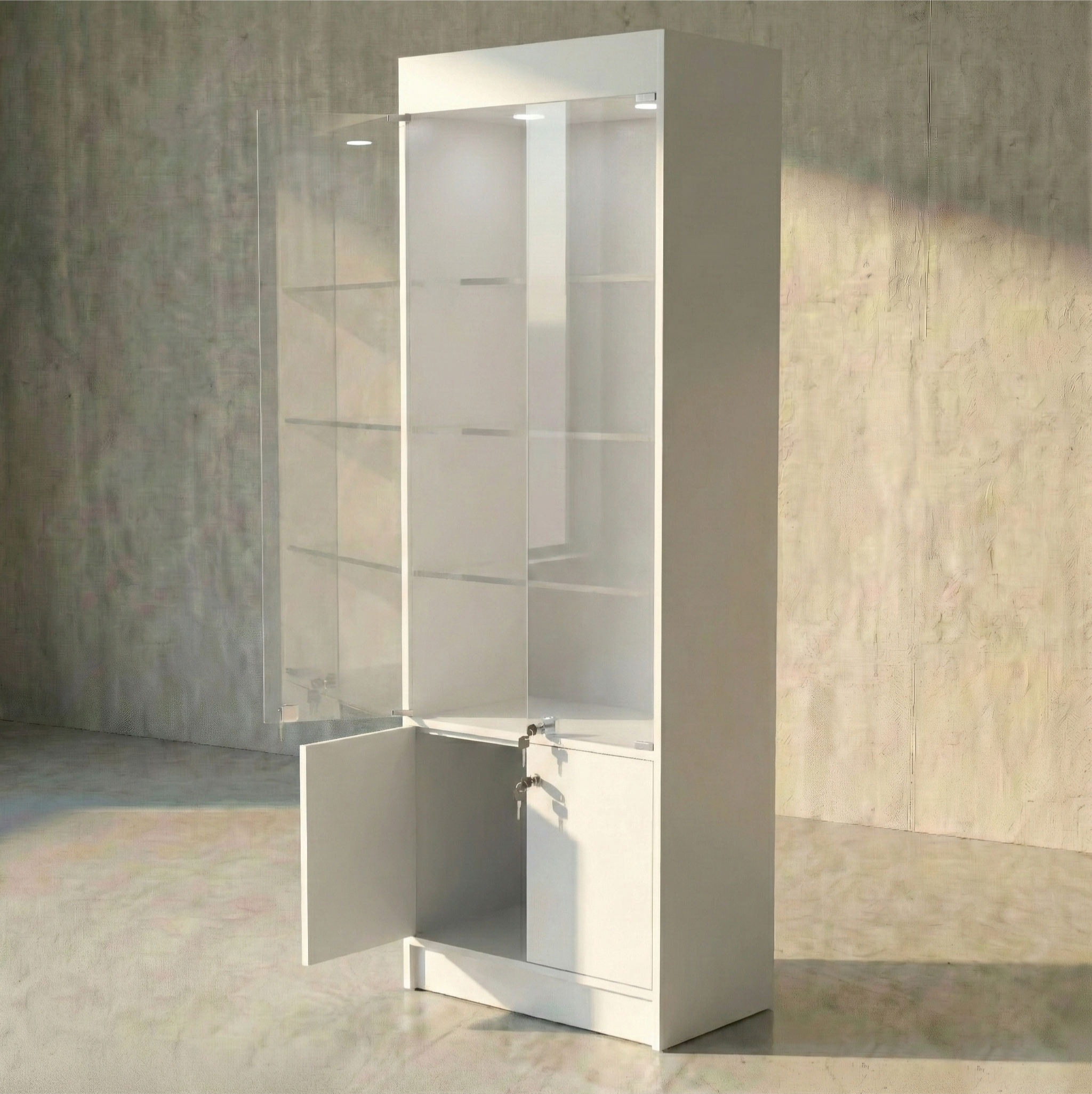 Vitrina Mural Melaminica Para Exhibición Con Bodega 70x40x200cm