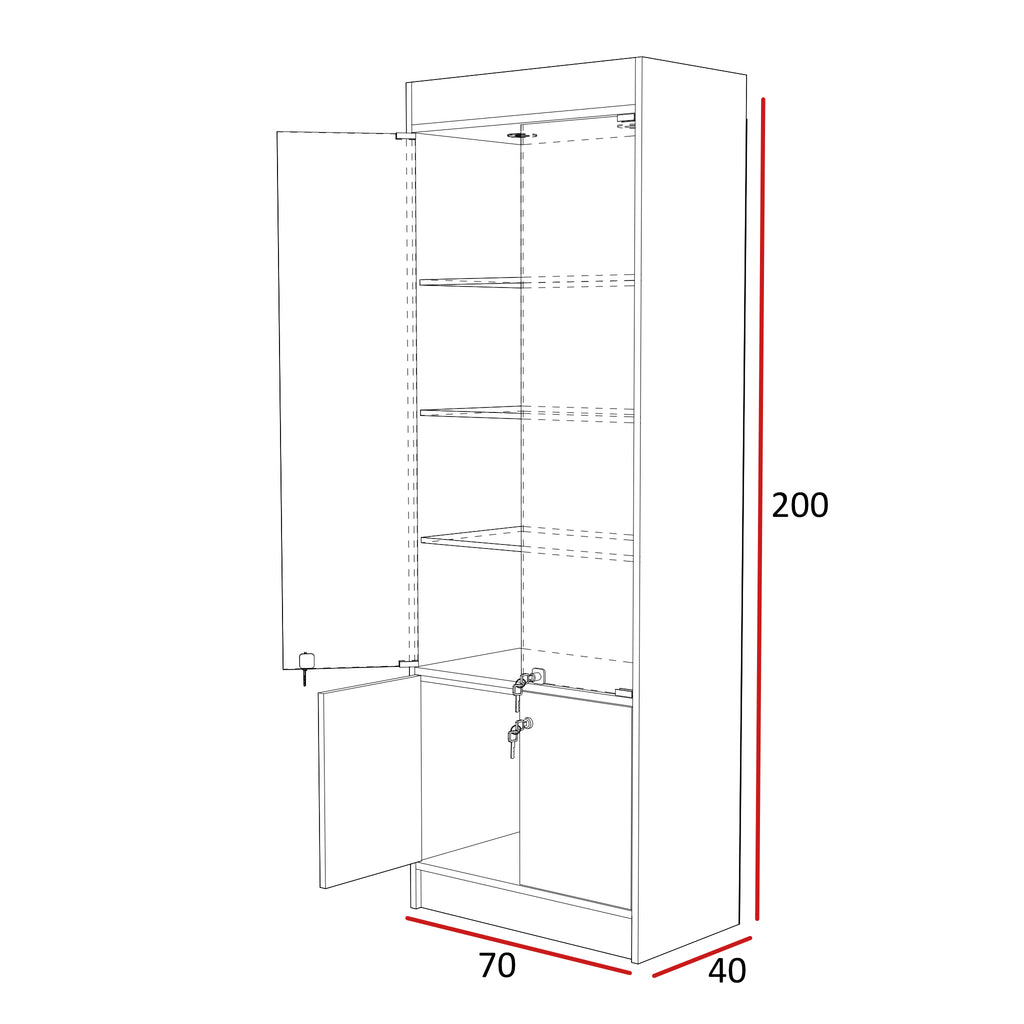 Vitrina Mural Melaminica Para Exhibición Con Bodega 70x40x200cm