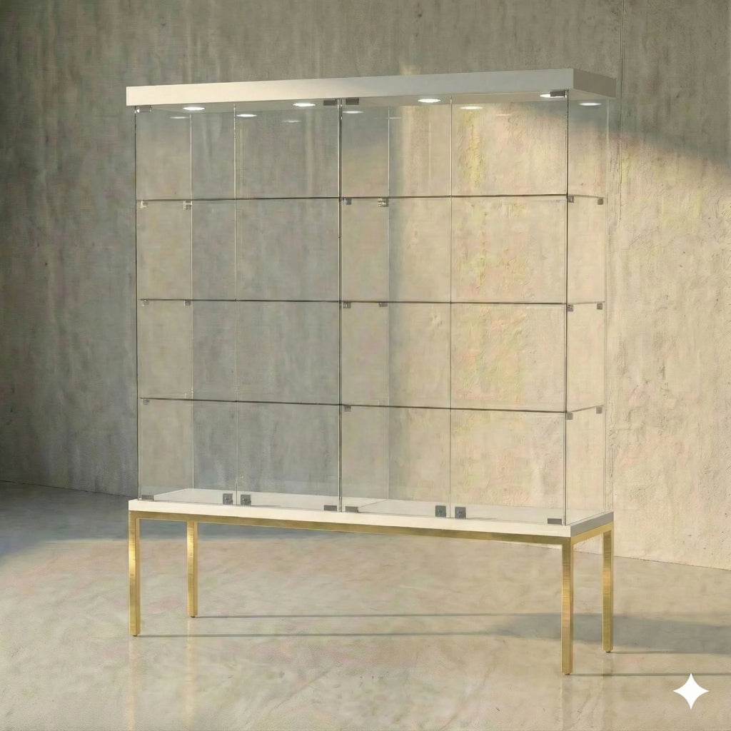 Vitrina Panorámica Para Exhibición Con Base Metal 150x40x180