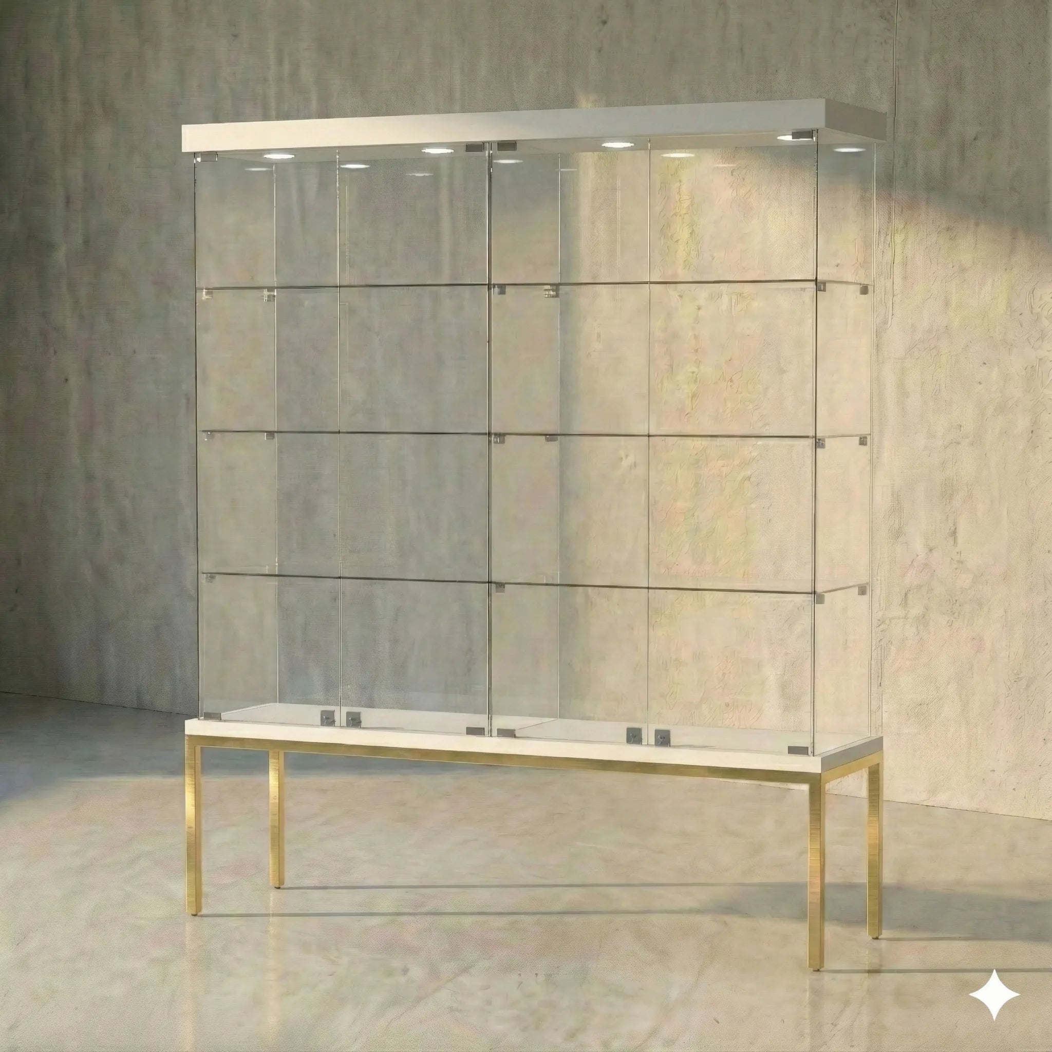 Vitrina Panorámica Para Exhibición Con Base Metal 150x40x180