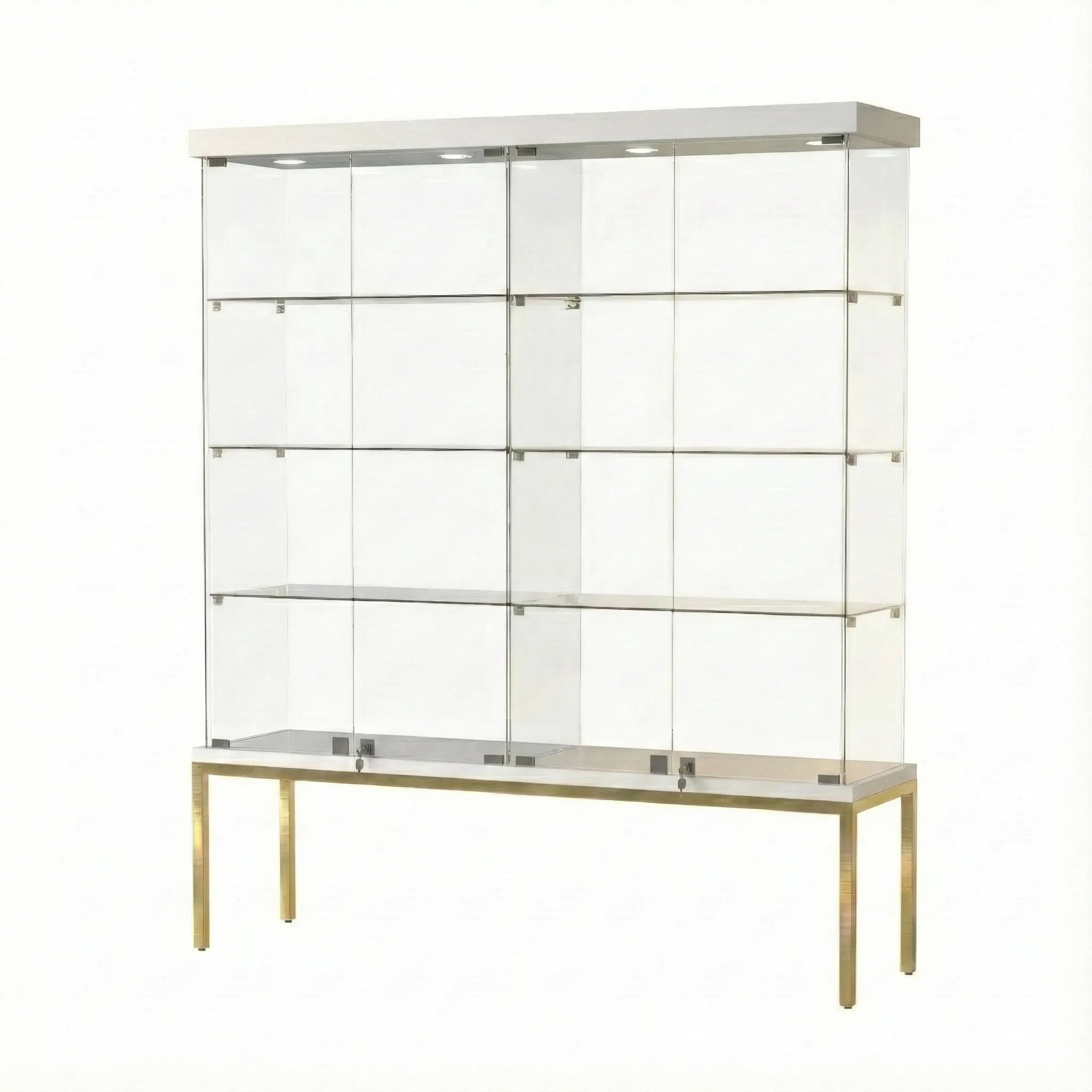 Vitrina Panorámica Para Exhibición Con Base Metal 150x40x180
