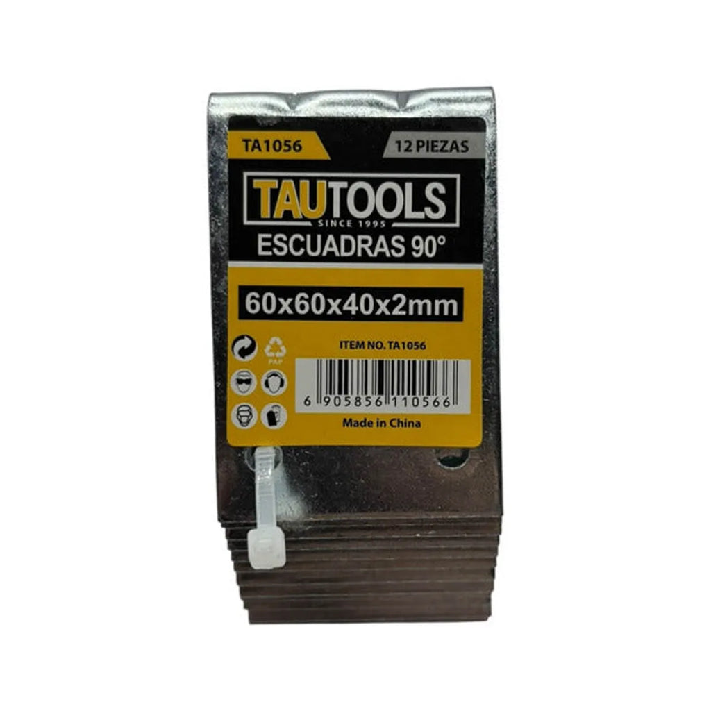 Pack 12 Escuadras Soporte Esquinero Muebles 60x60x40x2mm Plateado