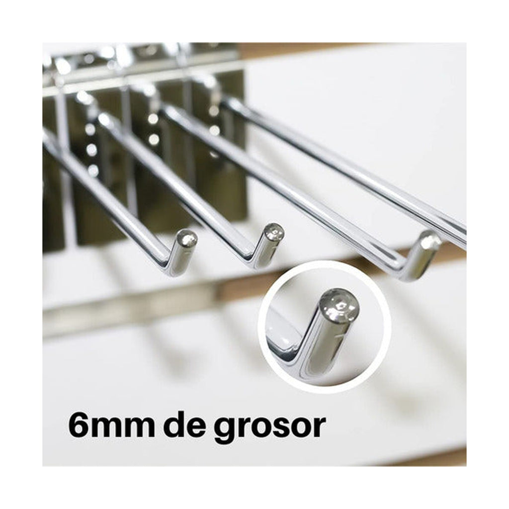 Ganchos Para Panel Ranurado De 10cm, 40 Unidades Cromo
