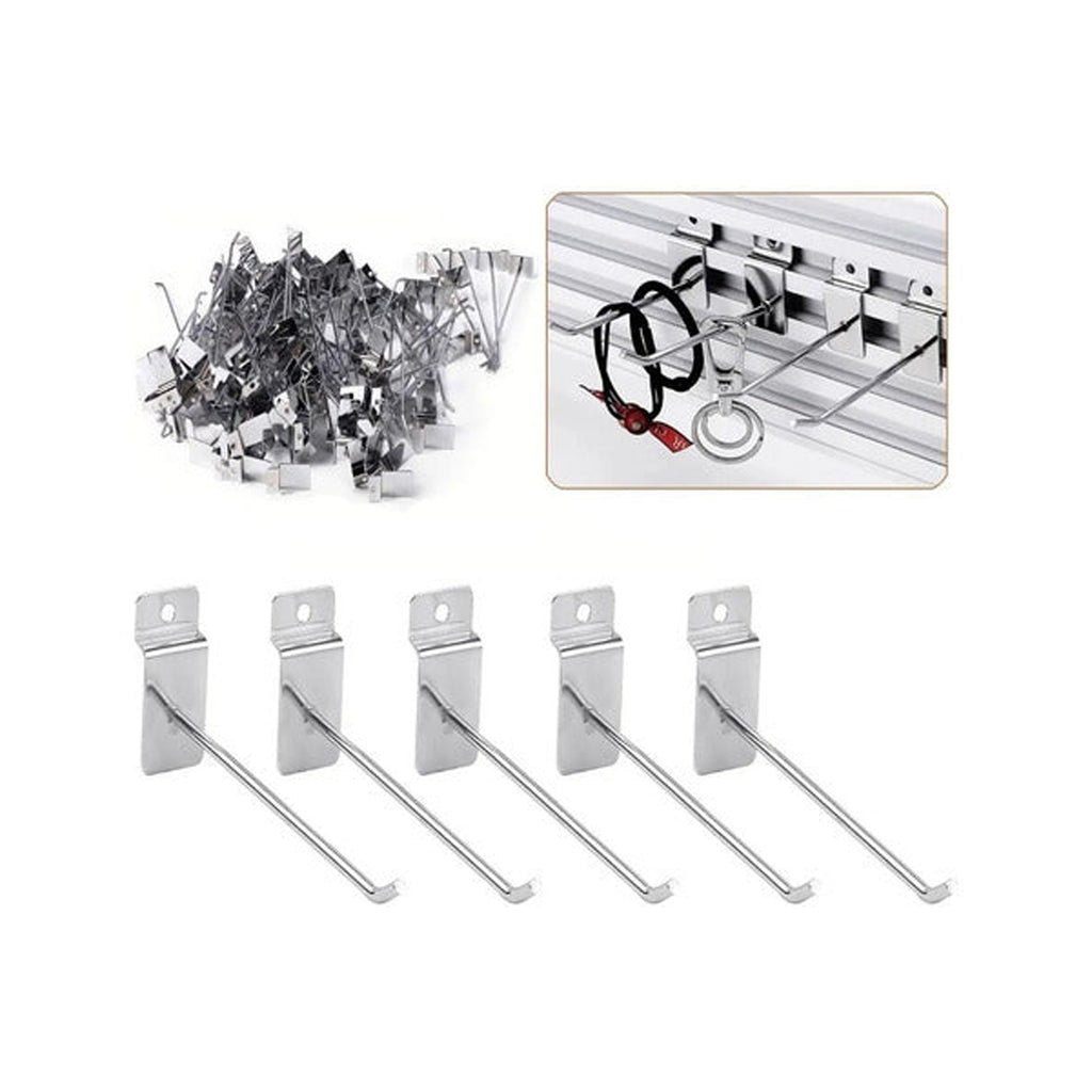 Ganchos De 15cm Para Panel Ranurado Delgado, 40 Unidades Color Cromo