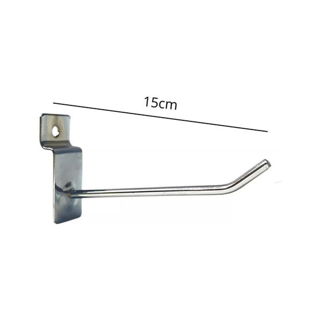 Ganchos De 15cm Para Panel Ranurado Delgado, 40 Unidades Color Cromo