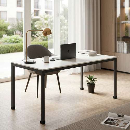 Escritorio Mesa Trabajo Con Base Metálica 160x75x74cm Blanco