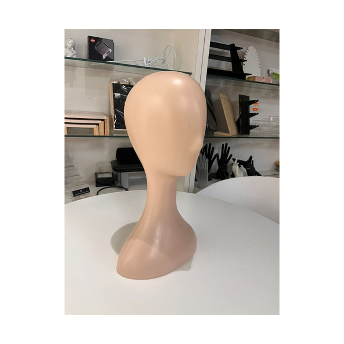 Cabeza Maniquí Exhibidora Pelucas Sombreros Color Beige