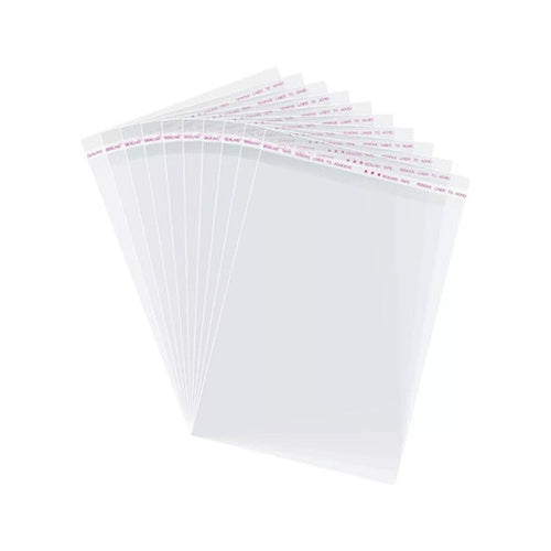 Bolsa Celofán Transparente Con Adhesivo 4x20cm Blanco, 100 Unidades