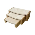 Exhibidor Tres Niveles Madera Con Bace Terciopelo Beige