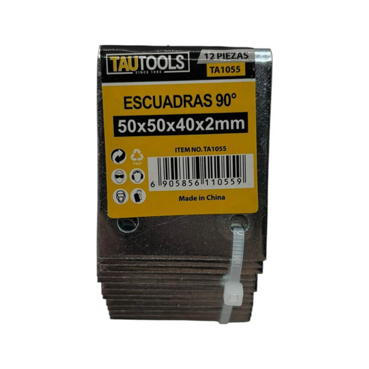 Pack 12 Escuadras Soporte Esquinero Muebles 50x50x40x2mm Plateado