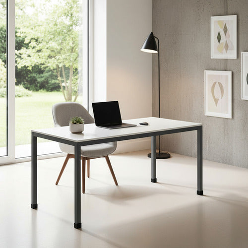 Escritorio Mesa Trabajo Con Base Metálica 180x80x74cm Blanco