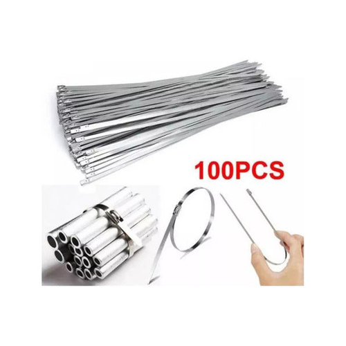 100 Abrazadera Amarra Metálica Acero Inoxidable 4.6x400mm Plateado