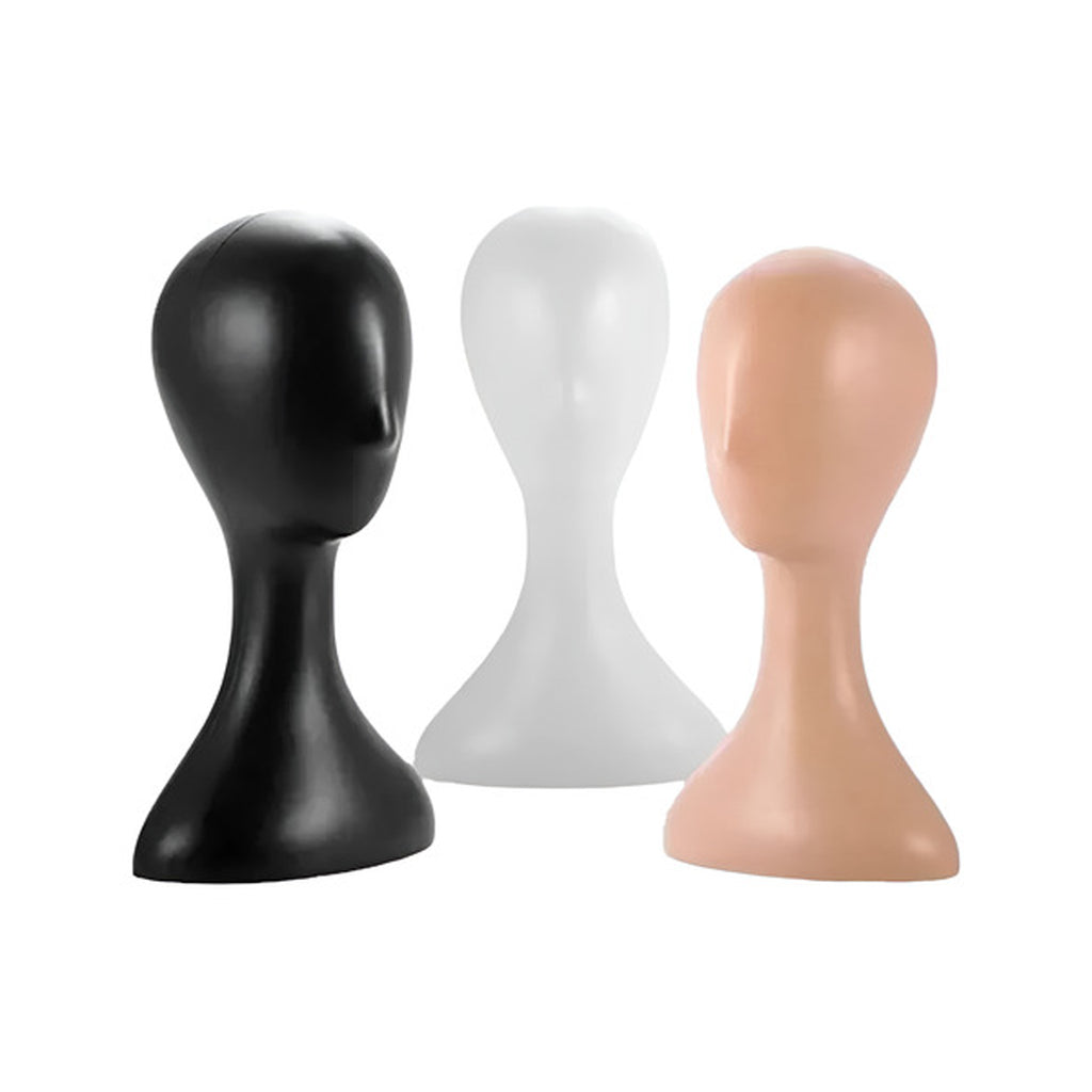 Cabeza Maniquí para Pelucas Sombreros Pack 3, Negro-Blanco-Beige