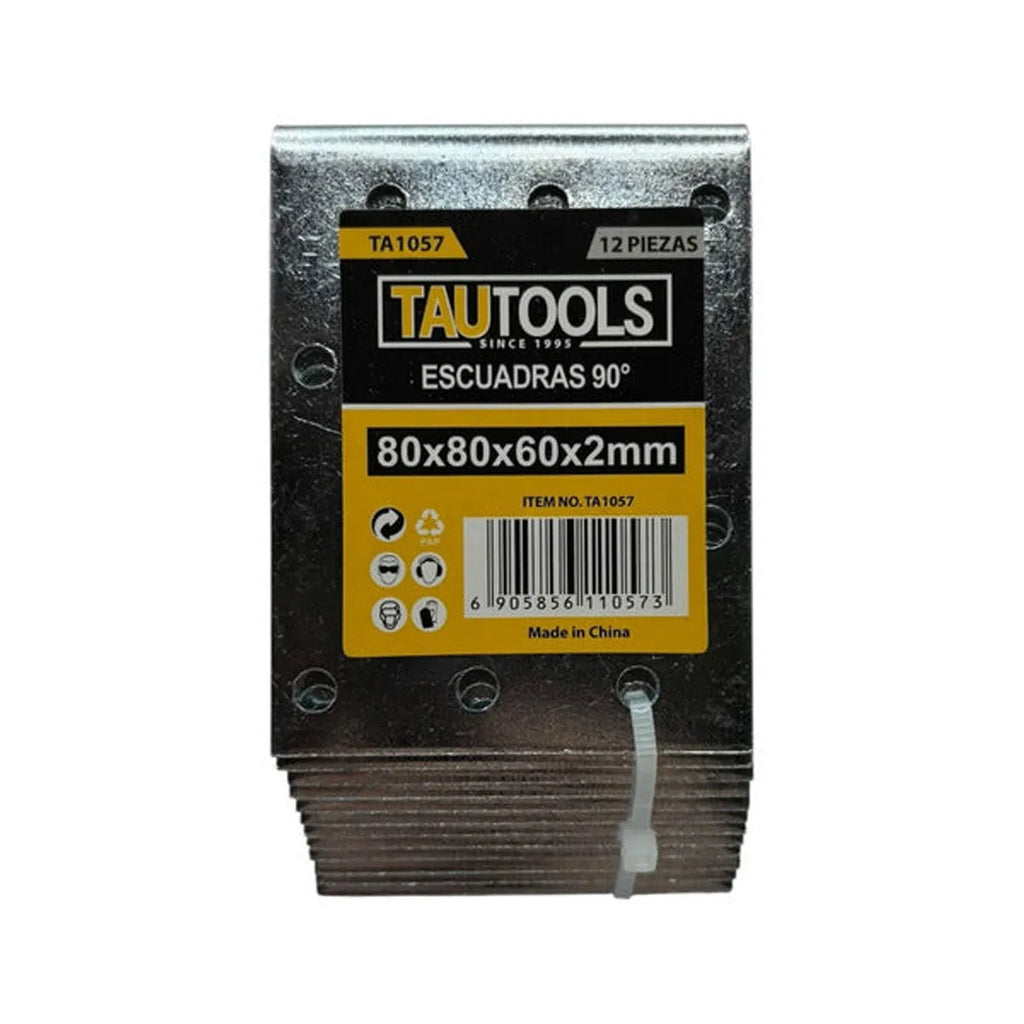 Pack 12 Escuadras Soporte Esquinero Muebles 80x80x60x2mm Plateado