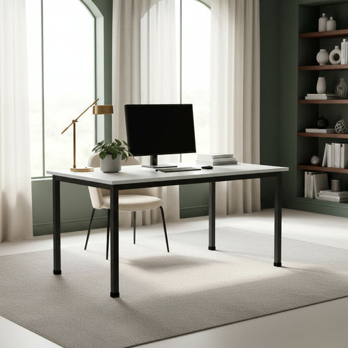 Escritorio Mesa Trabajo Con Base Metálica 80x75x74cm Blanco