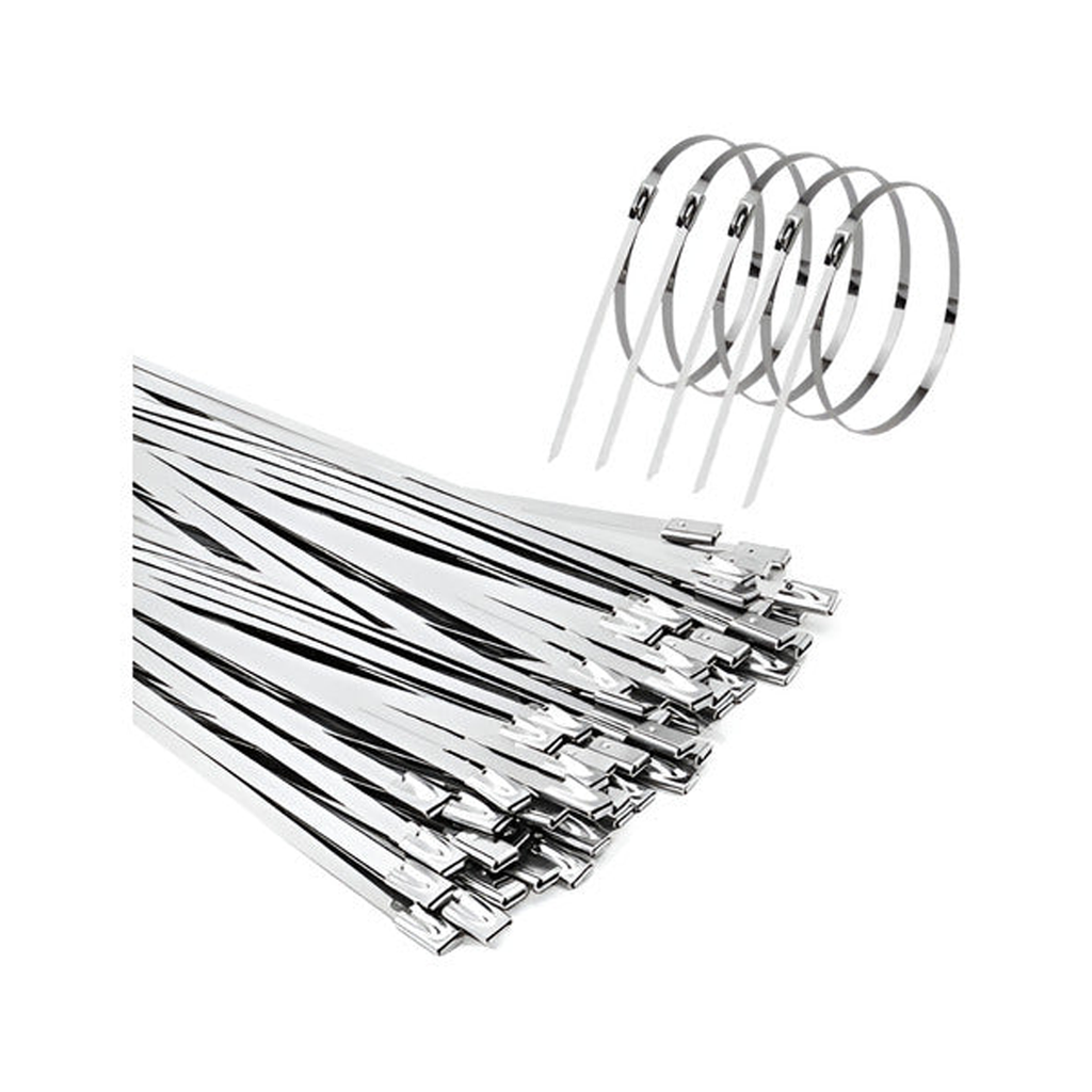 100 Abrazadera Amarra Metálica Acero Inoxidable 4.6x400mm Plateado