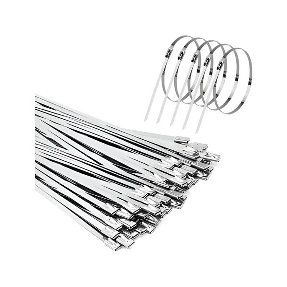 100 Abrazadera Amarra Metálica Acero Inoxidable 4.6x400mm Plateado