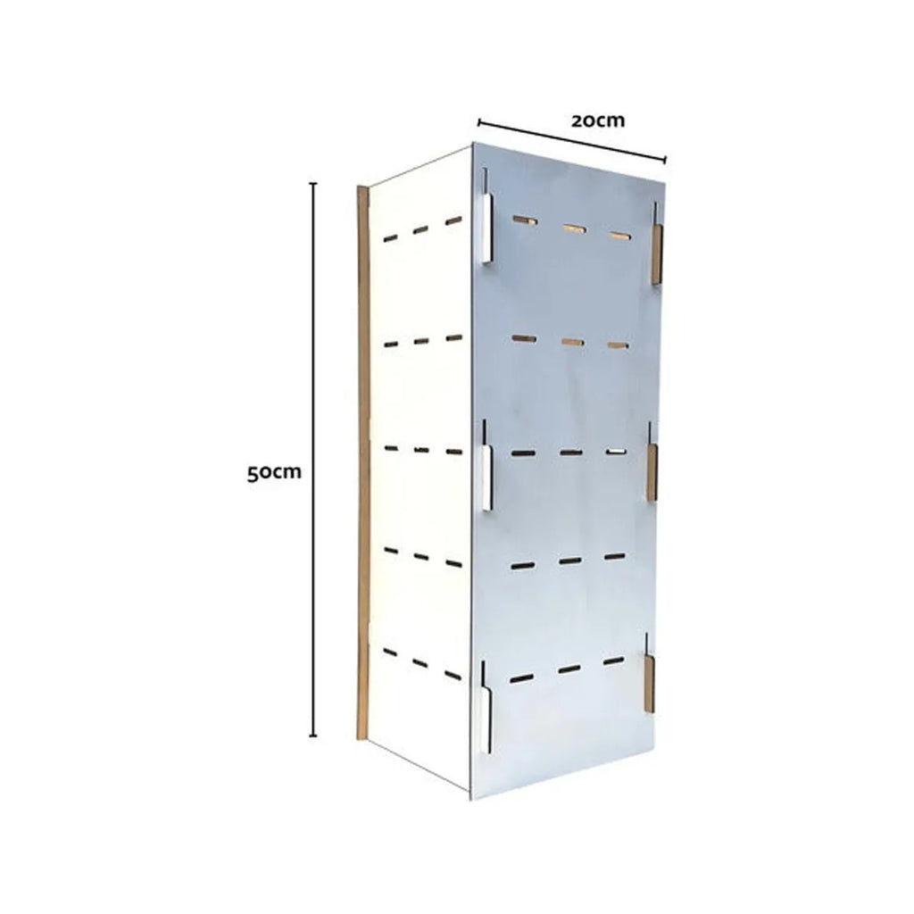 Exhibidor Desarmable P/mostrador 20x50cm + 40 Ganchos 10cm Blanco