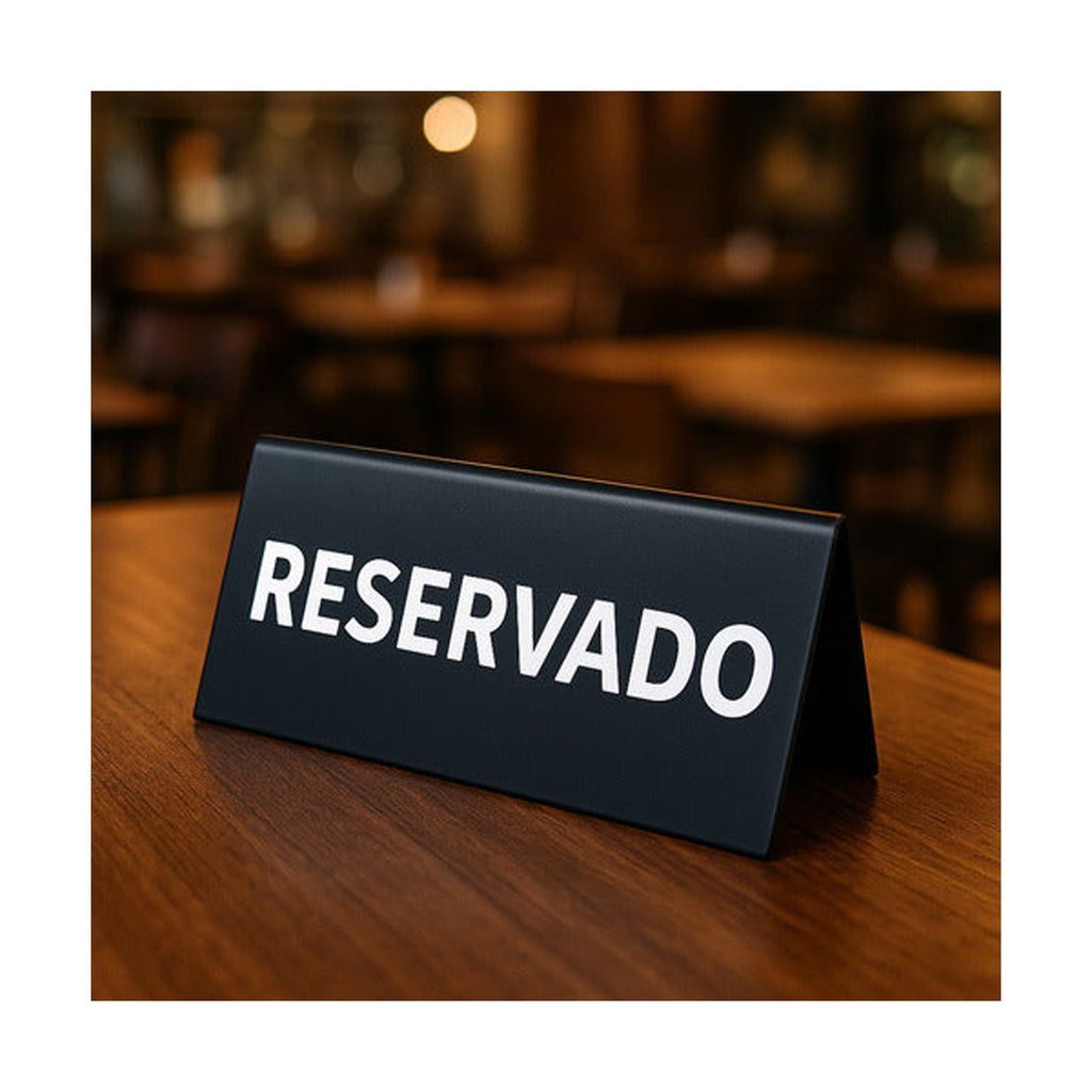 Pack 2 Cartel De Mesa Acrílico Negro Con Letras Blancas 20x8 Negro