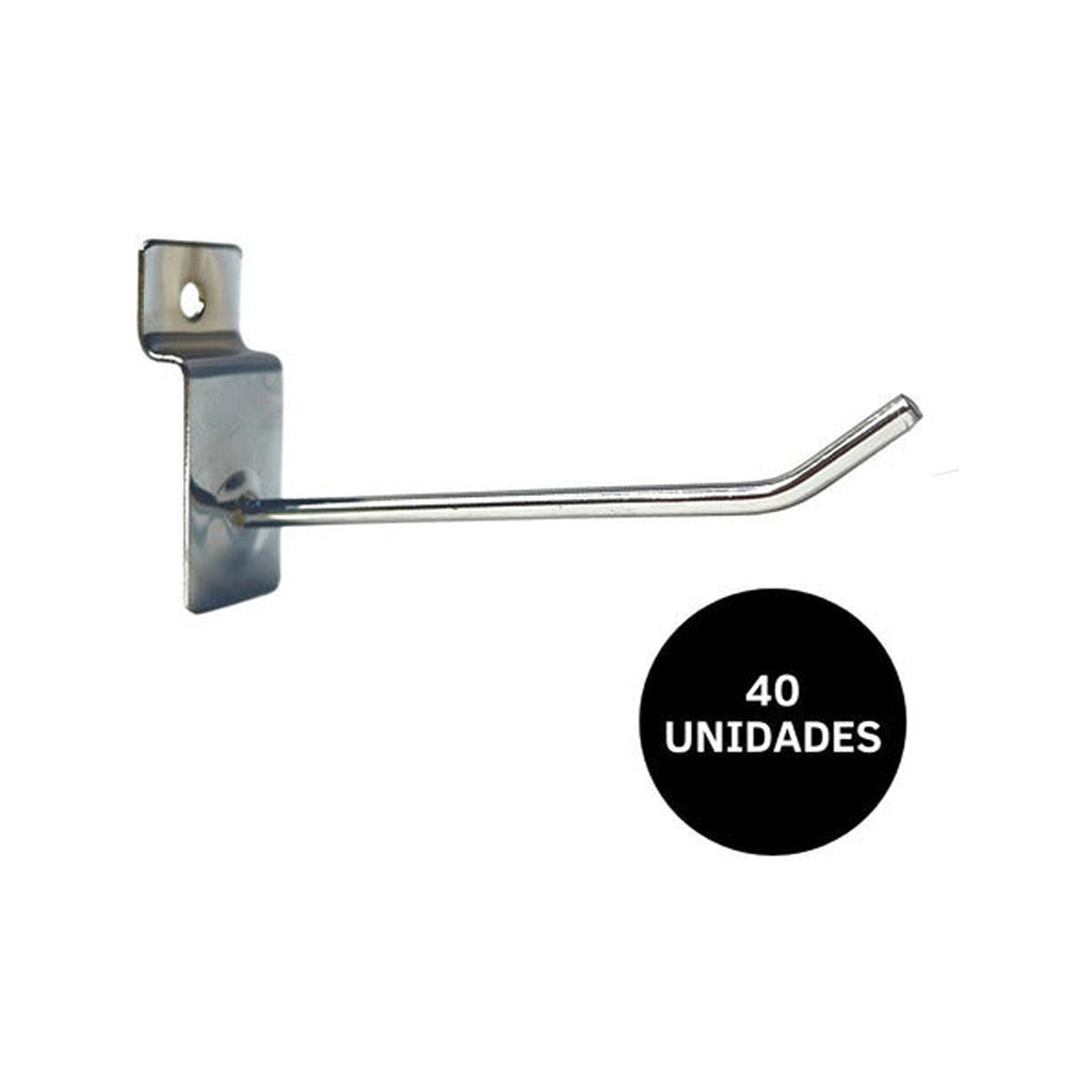 Ganchos De 20cm Para Panel Ranurado Delgado, 40 Unidades Color Cromo