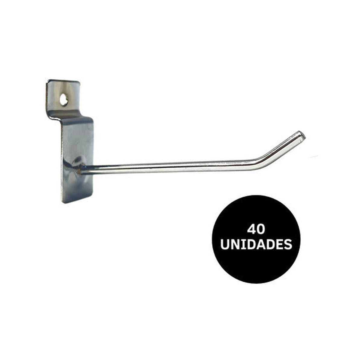 Ganchos De 15cm Para Panel Ranurado Delgado, 40 Unidades Color Cromo