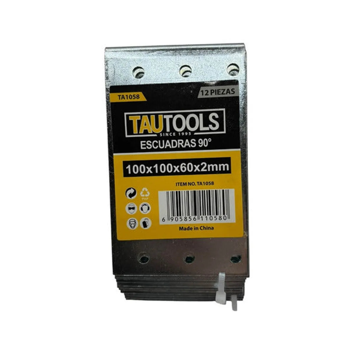 Pack 12 Escuadras Soporte Esquinero Muebles 100x100x60x2mm Plateado