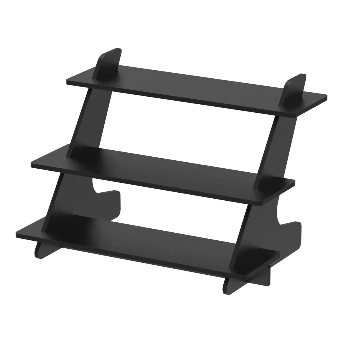 Exhibidor Escalonado Negro De Mdf 3 Niveles Diseño Liso